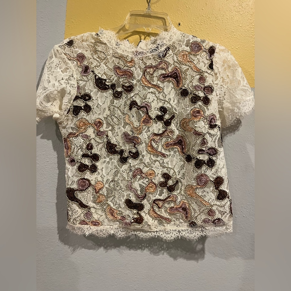 Elegant Lace Embroidered Top.